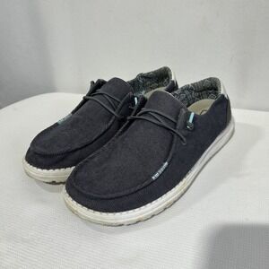 Hey Dude Wendy Corduroy Carbon Shoes Women's Sz 10 Gray Shiny Ankle Accent